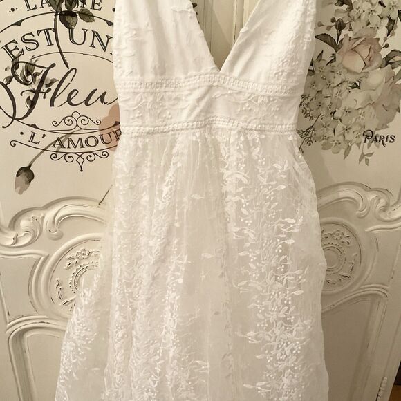 Lulus Sweetest Beloved Maxi Dress Women's L White Mesh Embroidered NWT - Picture 6 of 13